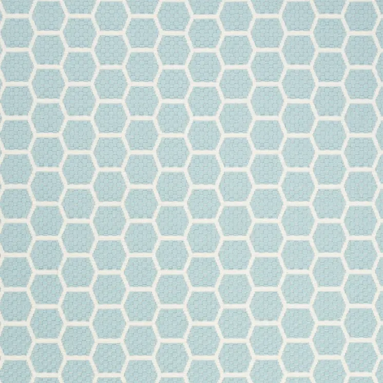 5' X 7' Aqua And Ivory Geometric Indoor Outdoor Area Rug