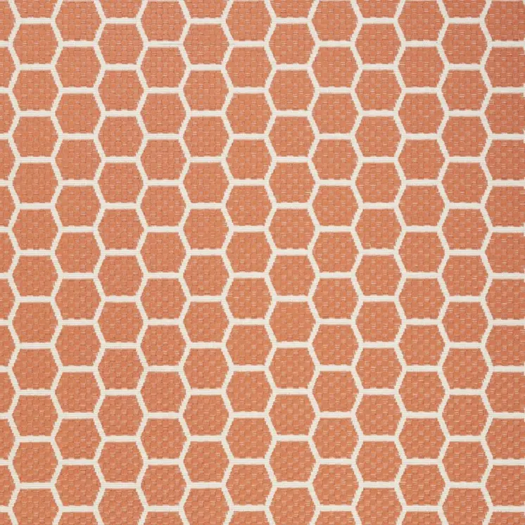 5' X 7' Coral And Ivory Geometric Indoor Outdoor Area Rug