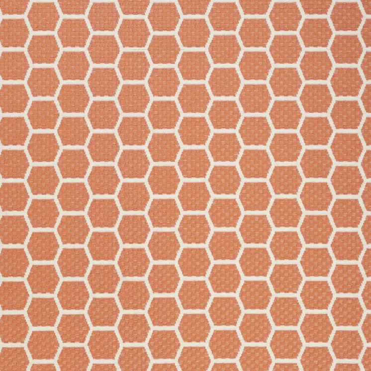 5' X 7' Coral And Ivory Geometric Indoor Outdoor Area Rug