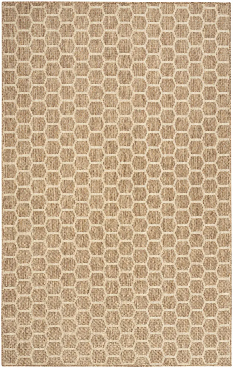 5' X 7' Natural And Beige Geometric Indoor Outdoor Area Rug
