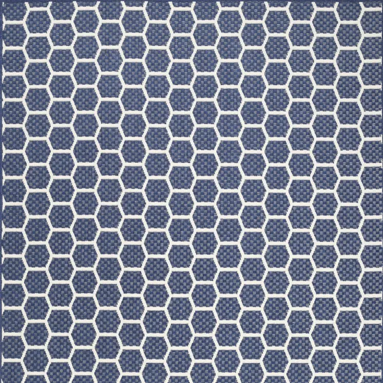 5' X 7' Navy Blue And Ivory Geometric Indoor Outdoor Area Rug