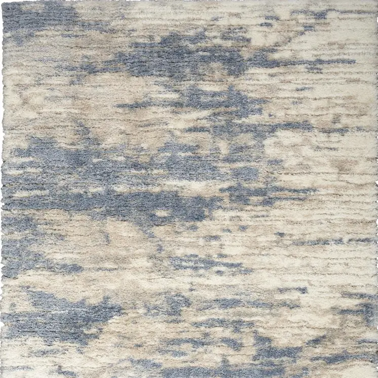 4' X 6' Light Blue Gray and Beige Abstract Shag Area Rug