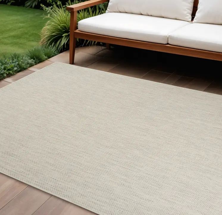 12' X 15' Ivory And Silver Geometric Indoor Outdoor Area Rug