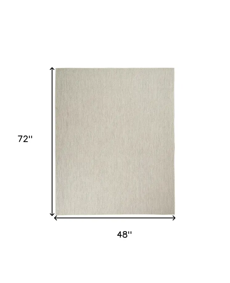 12' X 15' Ivory And Silver Geometric Indoor Outdoor Area Rug