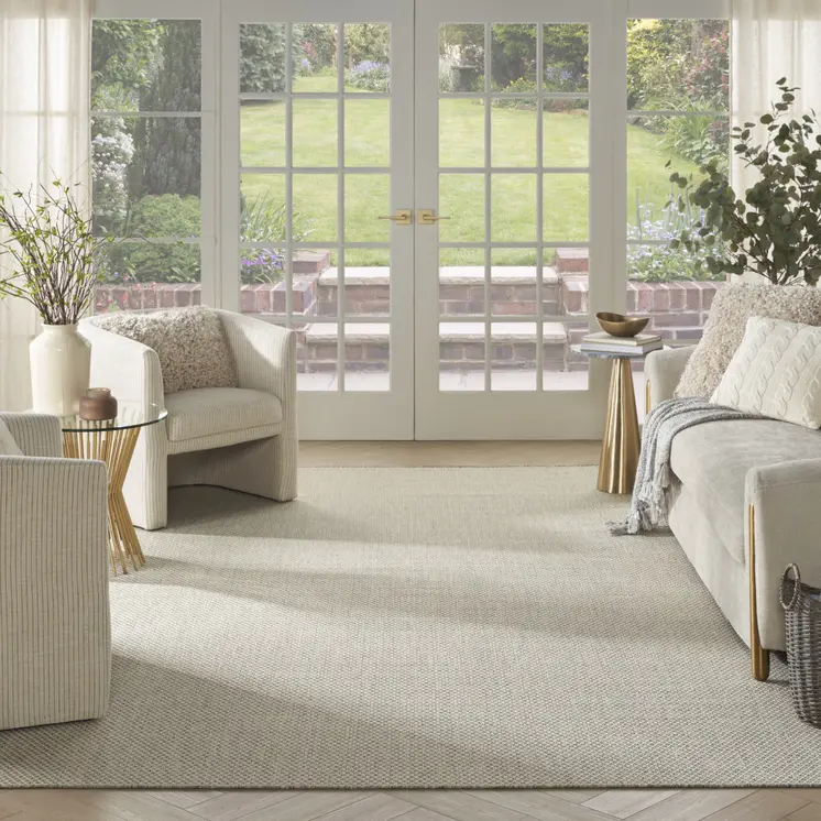 12' X 15' Ivory And Silver Geometric Indoor Outdoor Area Rug