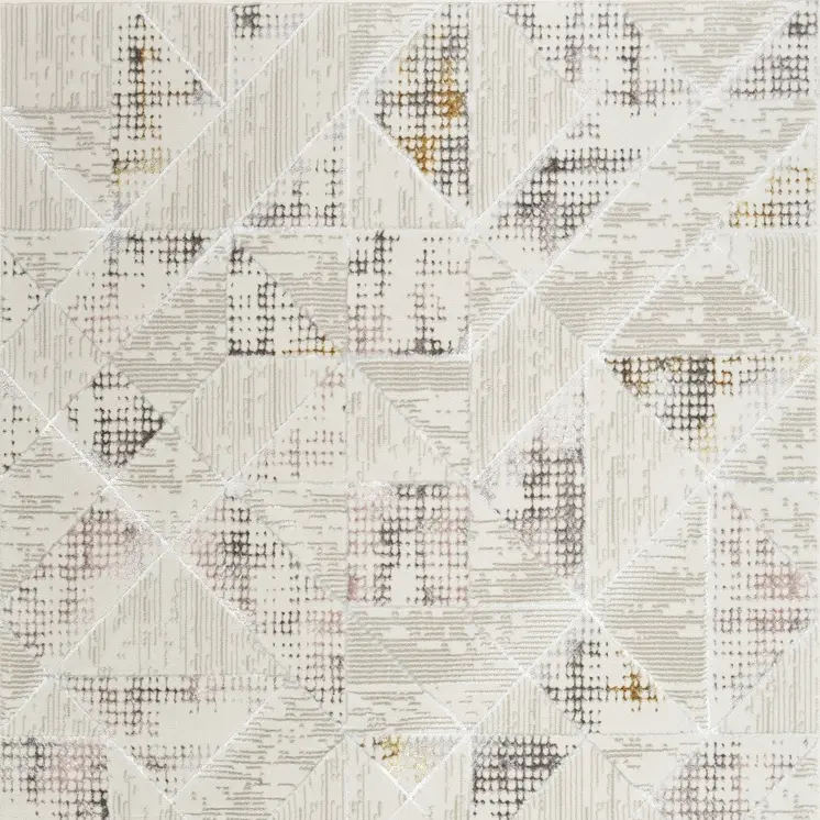 4' X 6' Beige Ivory and Gray Abstract Non Skid Area Rug