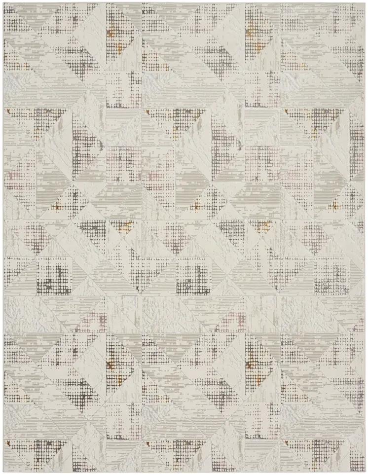 8' X 10' Beige Ivory and Gray Abstract Non Skid Area Rug