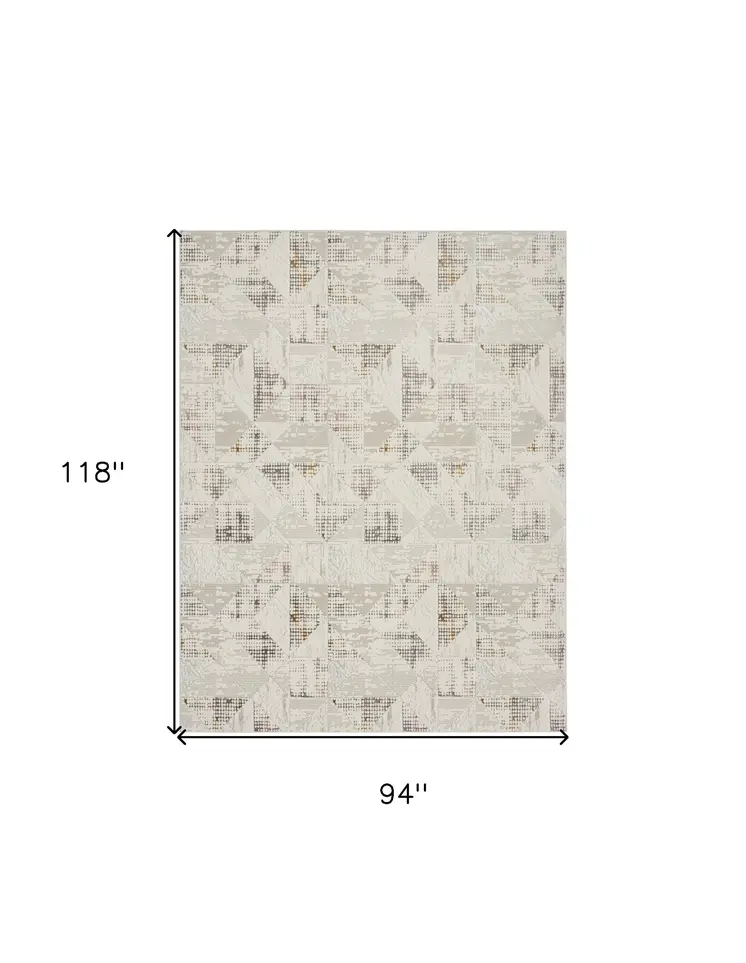 8' X 10' Beige Ivory and Gray Abstract Non Skid Area Rug