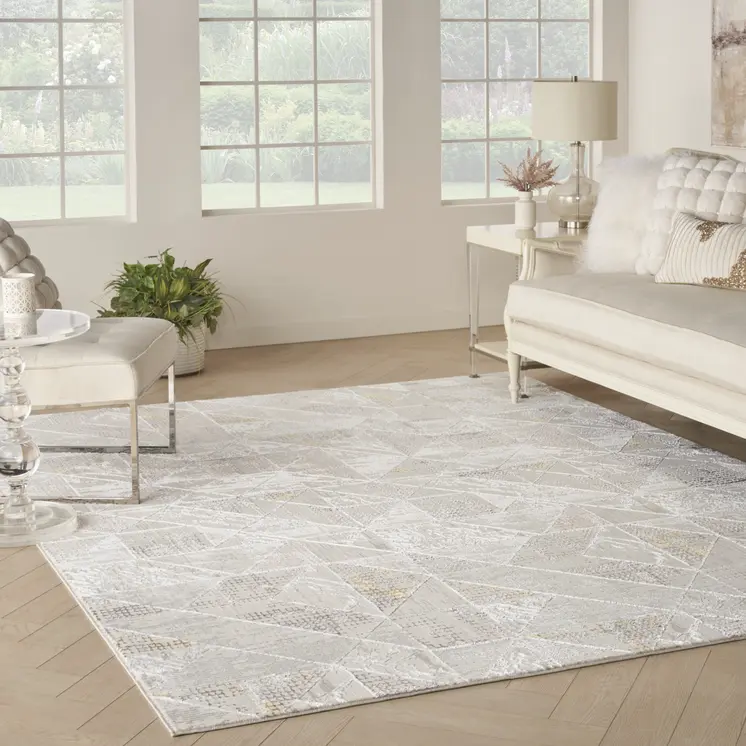 8' X 10' Beige Ivory and Gray Abstract Non Skid Area Rug