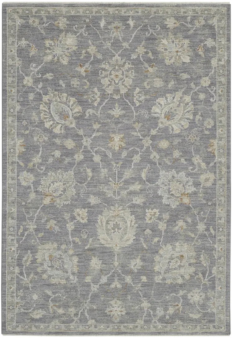 4' X 6' Gray And Charcoal Floral Area Rug