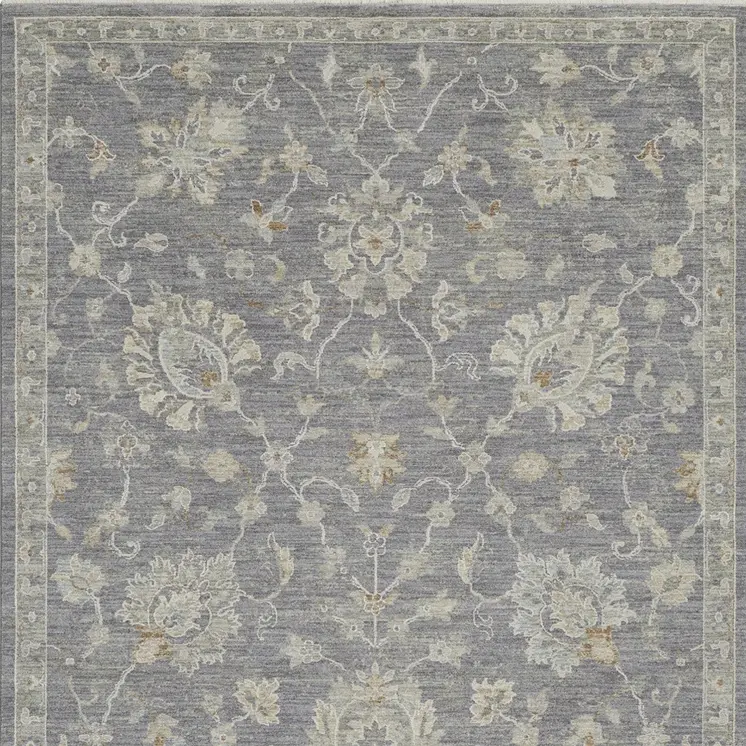 4' X 6' Gray And Charcoal Floral Area Rug