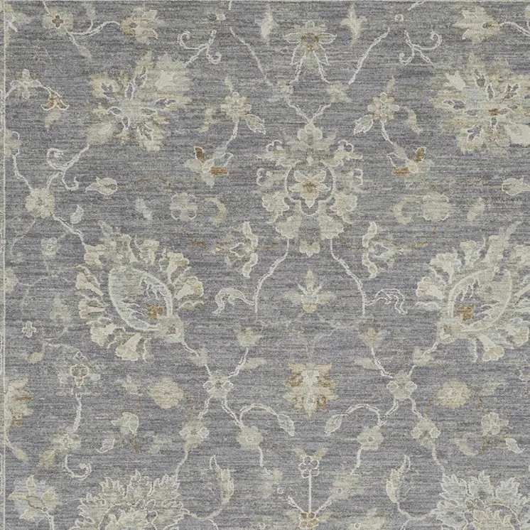 4' X 6' Gray And Charcoal Floral Area Rug