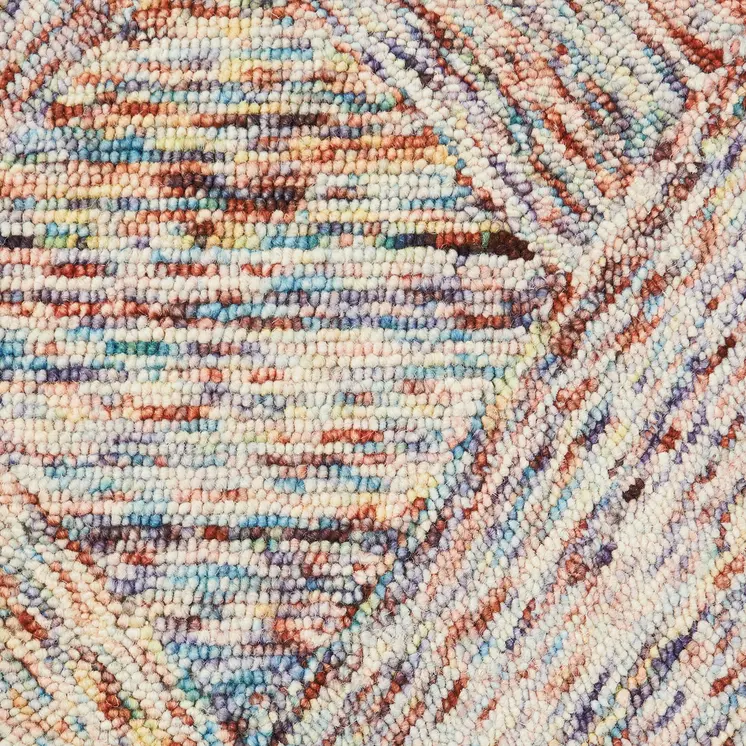 4' X 6' Ivory Red and Blue Wool Geometric Area Rug