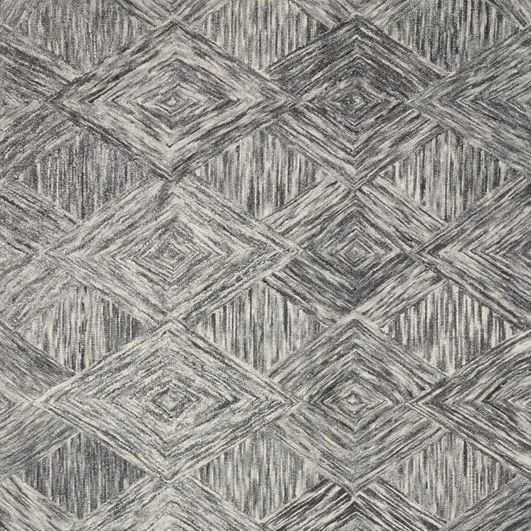 4' X 6' Charcoal and Ivory Wool Geometric Area Rug