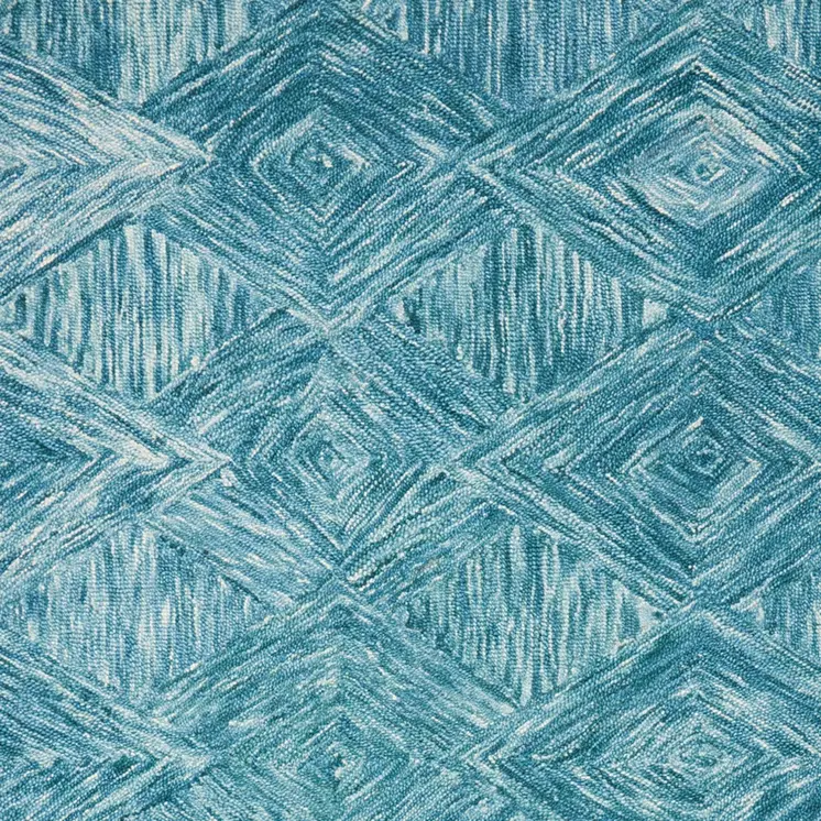 4' X 6' Blue and Ivory Wool Geometric Area Rug