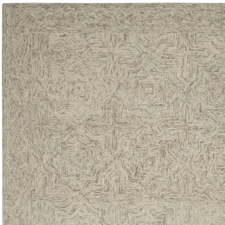 8' X 11' Blue and Ivory Wool Geometric Area Rug