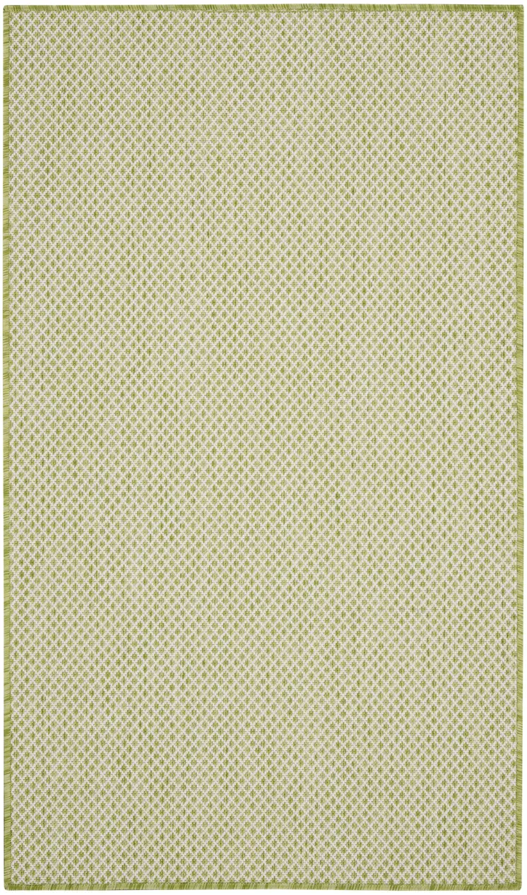 3' X 5' Ivory And Green Geometric Indoor Outdoor Area Rug