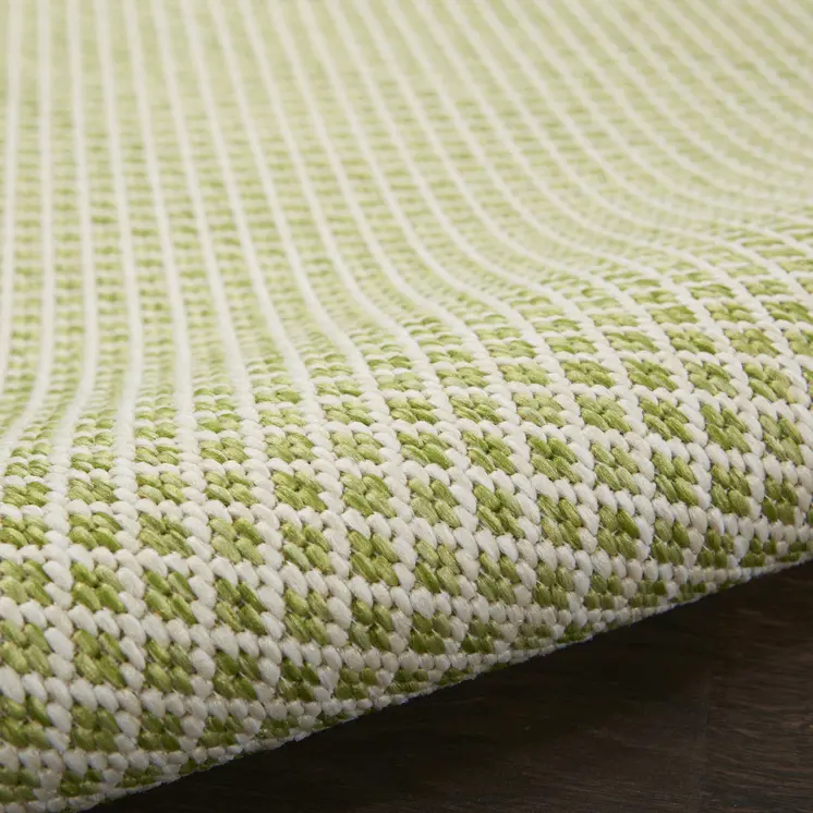 3' X 5' Ivory And Green Geometric Indoor Outdoor Area Rug