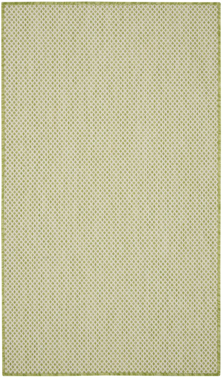 3' X 5' Ivory And Green Geometric Indoor Outdoor Area Rug