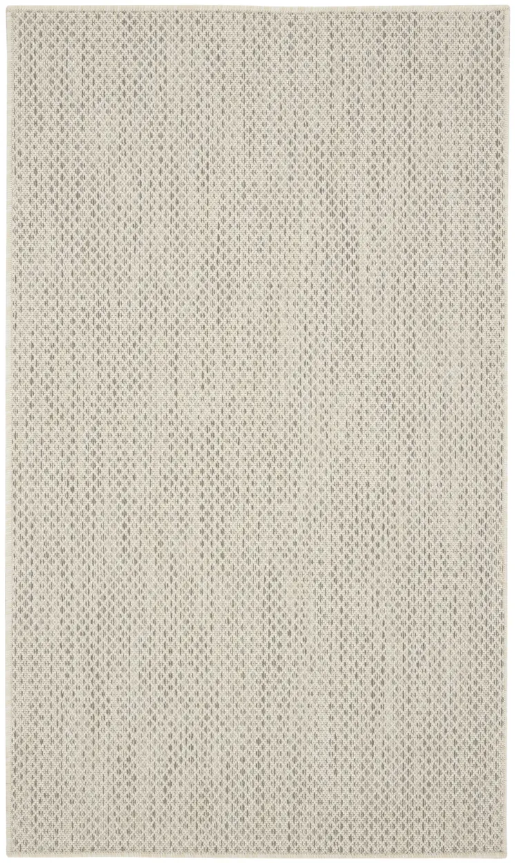 3' X 5' Ivory And Silver Geometric Indoor Outdoor Area Rug