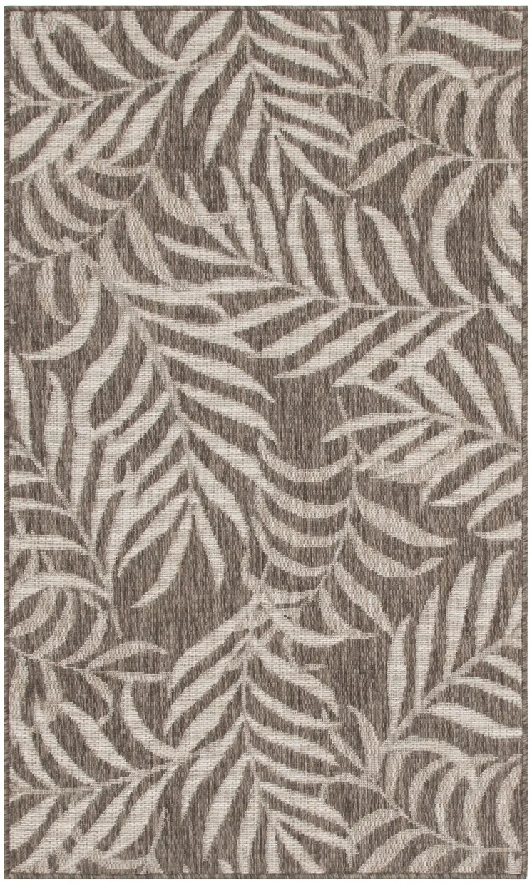 3' X 5' Brown And Ivory Palm Leaf Indoor Outdoor Area Rug