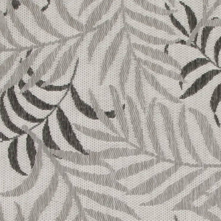 3' X 5' Gray Black And Ivory Palm Leaf Indoor Outdoor Area Rug