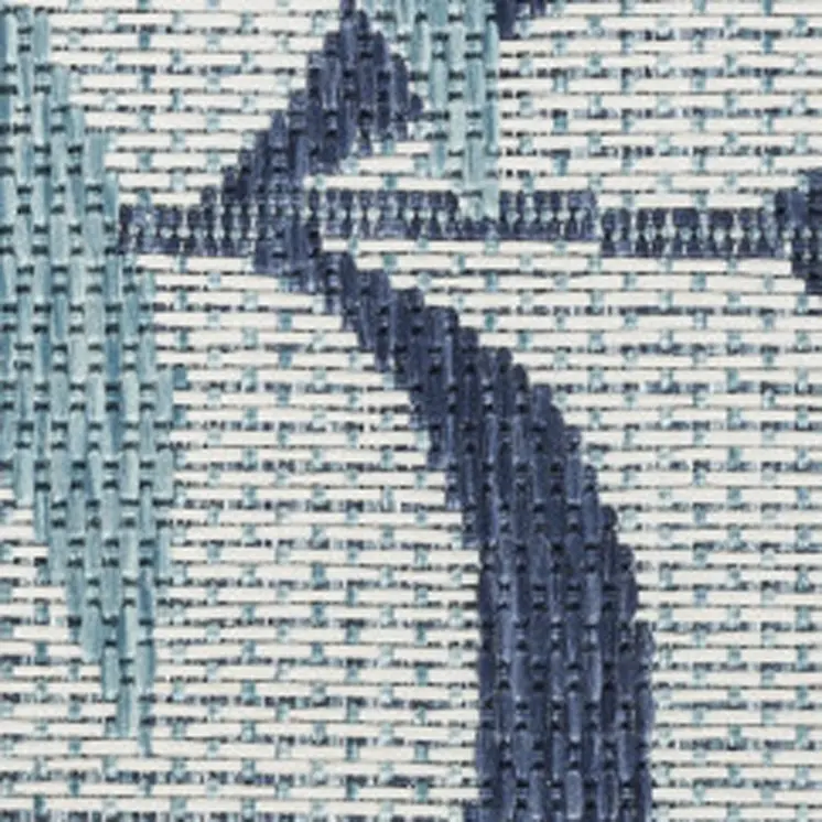 3' X 5' Blue Ivory And Navy Blue Palm Leaf Indoor Outdoor Area Rug
