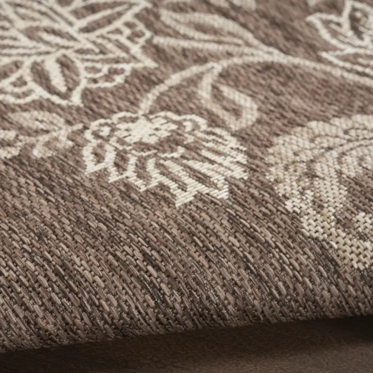 3' X 5' Brown And Ivory Floral Indoor Outdoor Area Rug