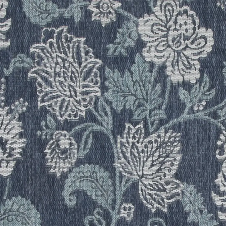 3' X 5' Navy Blue And Ivory Floral Indoor Outdoor Area Rug