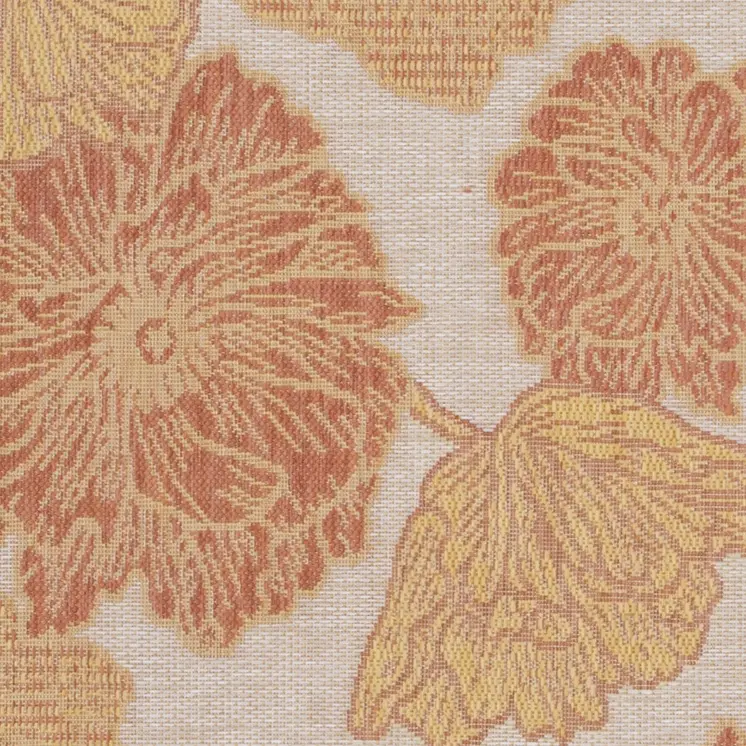 3' X 5' Coral And Beige Floral Indoor Outdoor Area Rug
