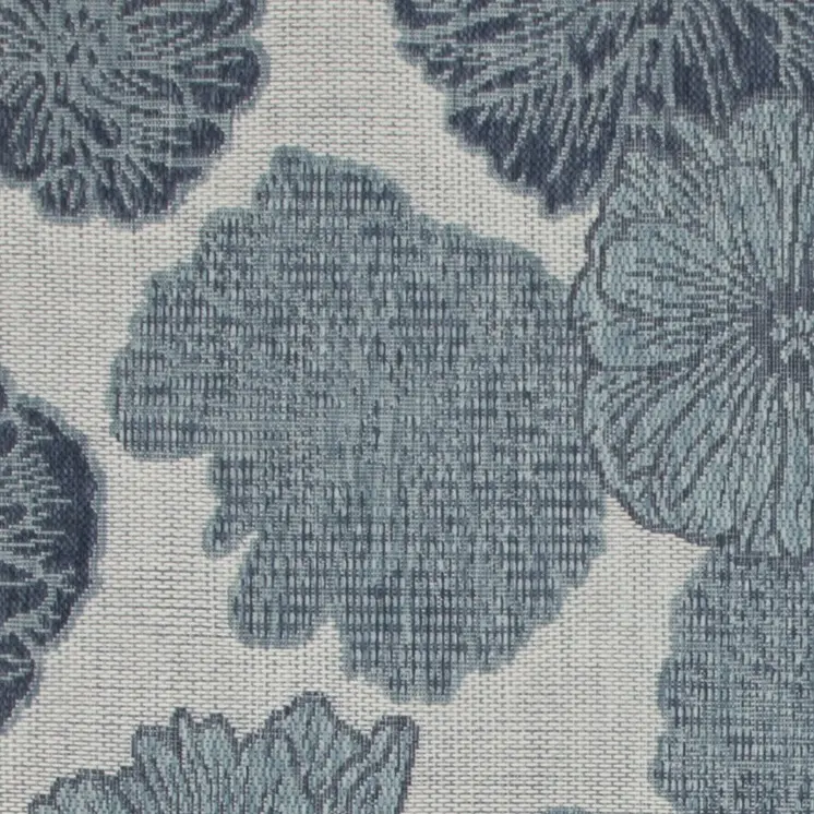3' X 5' Navy Blue Ivory And Blue Floral Indoor Outdoor Area Rug