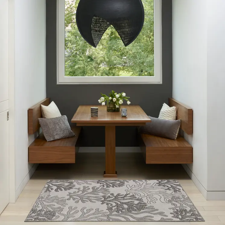 3' X 5' Gray Black And Ivory Nautical Indoor Outdoor Area Rug