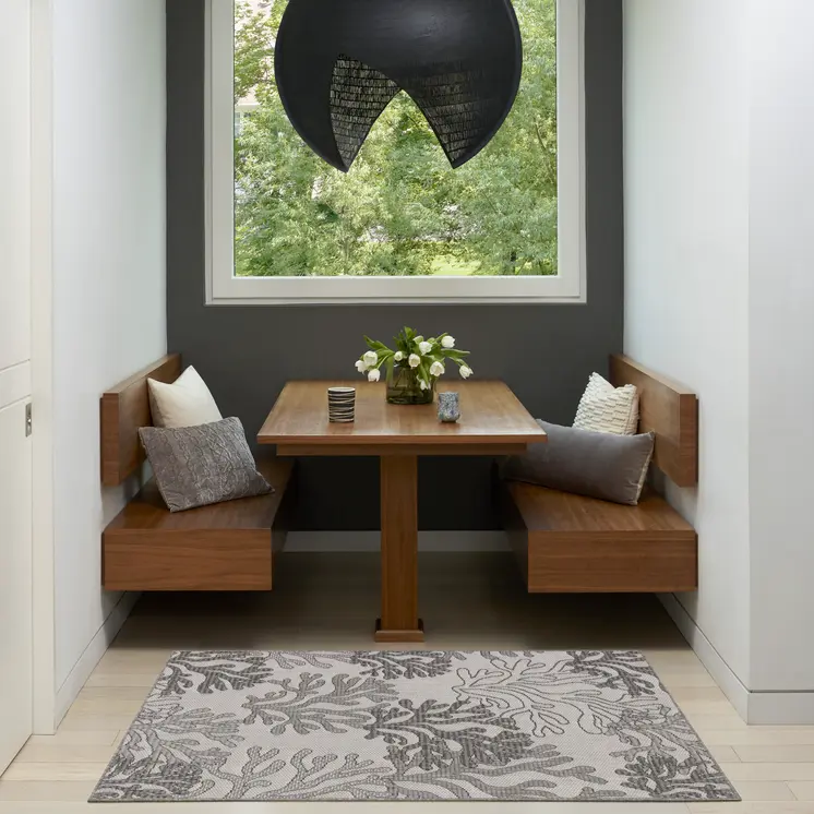 3' X 5' Gray Black And Ivory Nautical Indoor Outdoor Area Rug