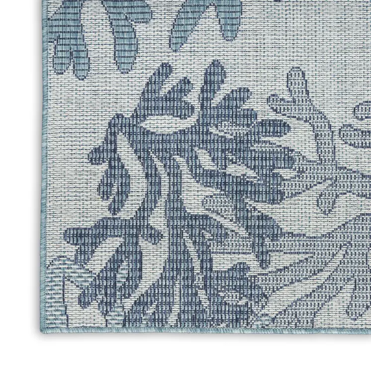 3' X 5' Navy Blue Ivory And Blue Nautical Indoor Outdoor Area Rug