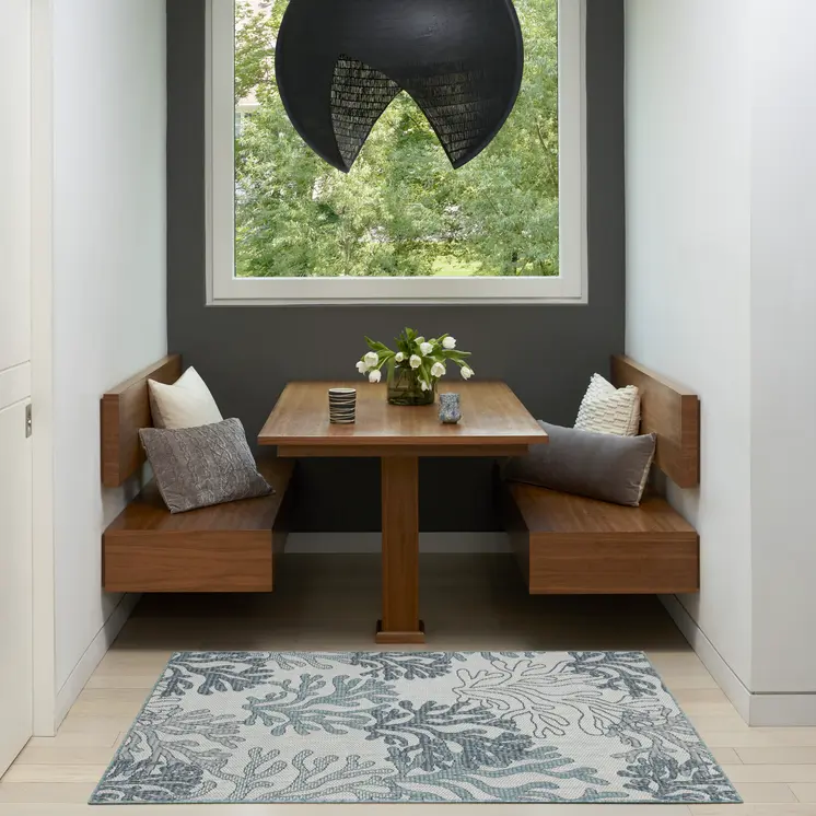 3' X 5' Navy Blue Ivory And Blue Nautical Indoor Outdoor Area Rug
