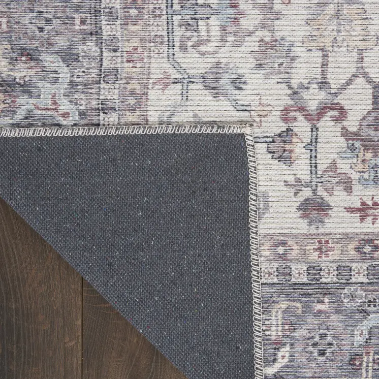 3' X 5' Blue and Beige Floral Power Loom Distressed Area Rug