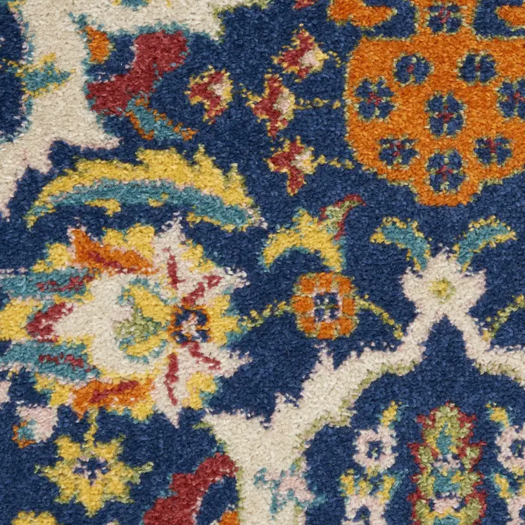 3' X 5' Blue and Beige Floral Power Loom Area Rug