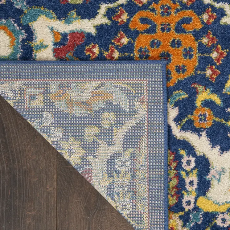 3' X 5' Blue and Beige Floral Power Loom Area Rug