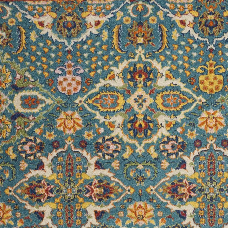 3' X 5' Blue and Ivory Floral Power Loom Area Rug