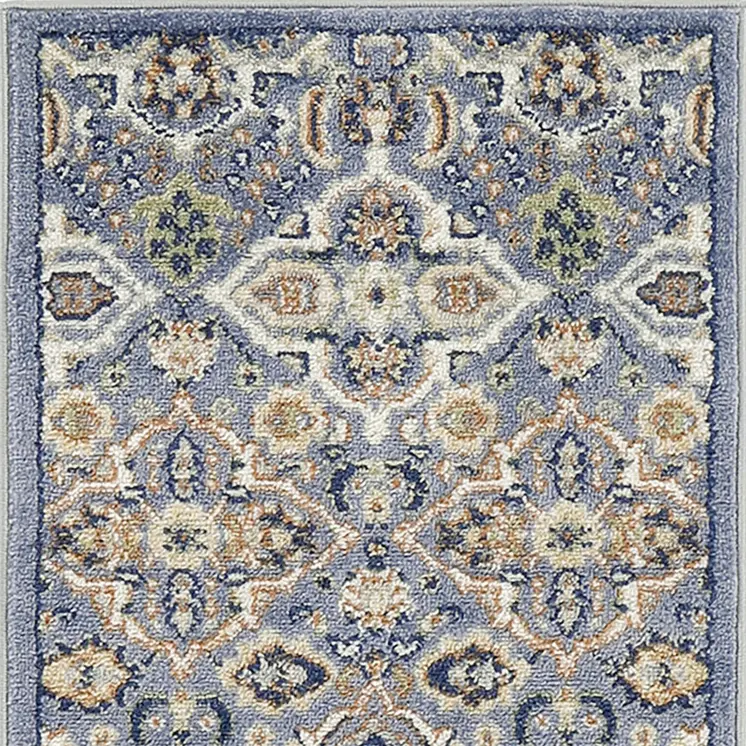 3' X 5' Blue and Ivory Floral Power Loom Area Rug