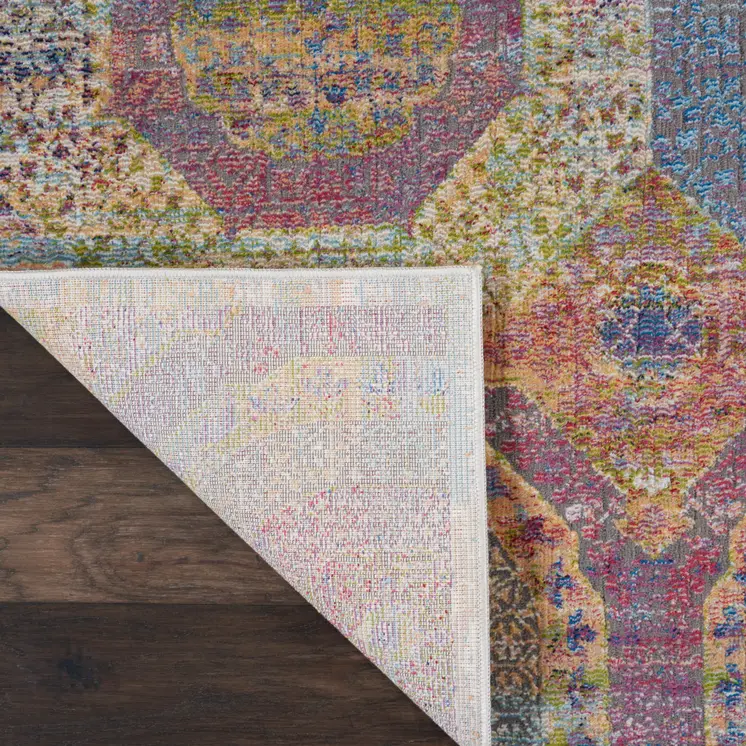 4' X 6' Blue Red and Orange Geometric Non Skid Area Rug