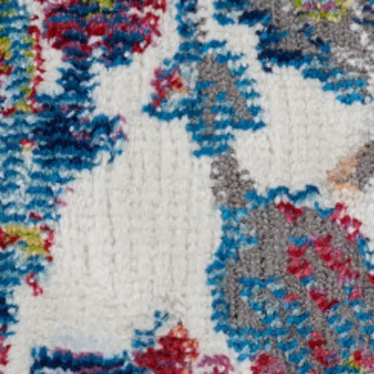 4' X 6' Blue Red and Orange Geometric Non Skid Area Rug