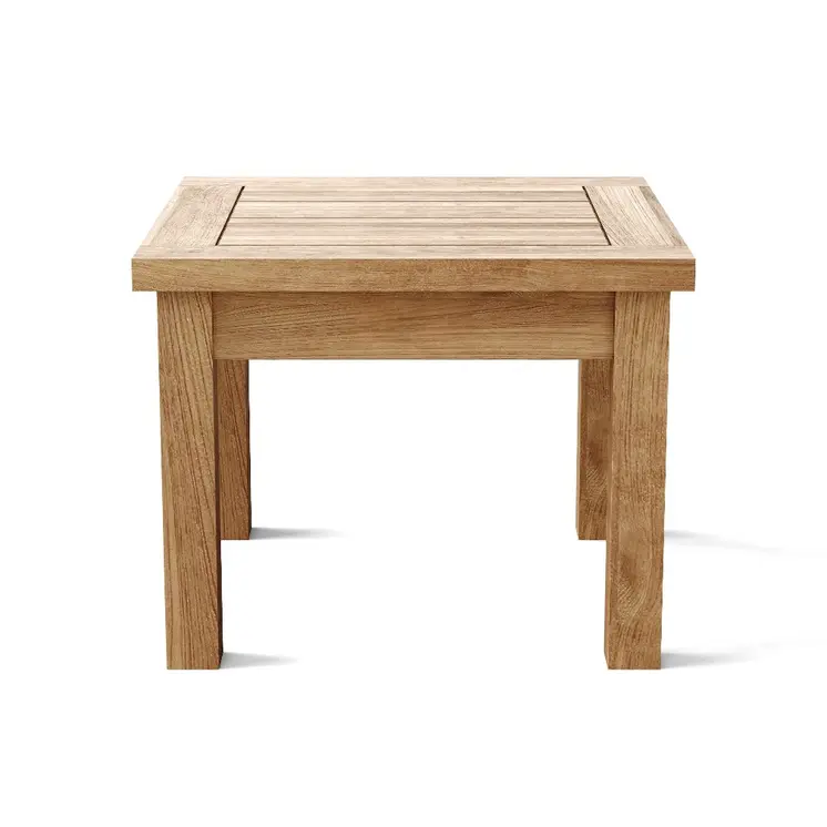 20" Natural Square Solid Wood Outdoor Side Table