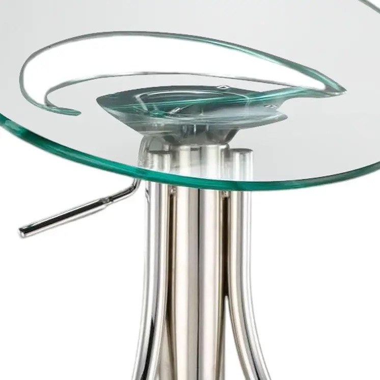 Clear and Silver Metal and Heavy Duty Plastic Low Back Adjustable Height Bar Chair