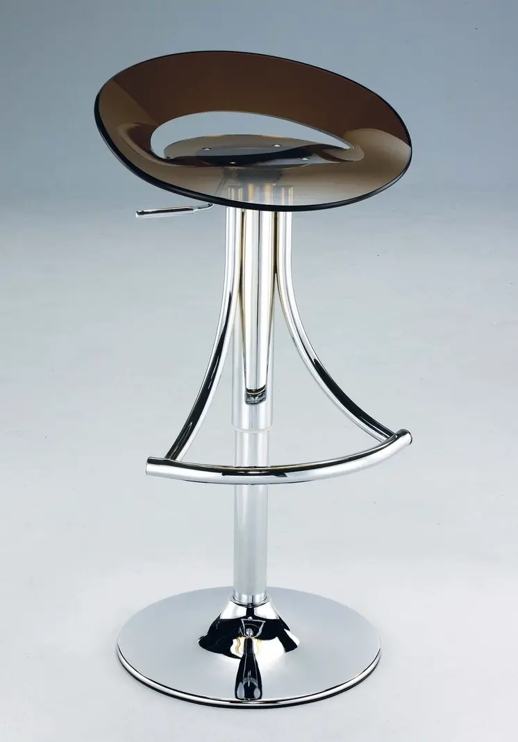 Dark Gray and Silver Acrylic and Metal Low Back Adjustable Height Bar Chair