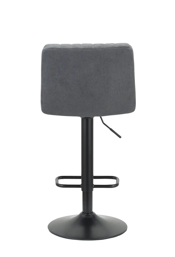 Set of Two Gray and Black Fabric and Metal Low Back Adjustable Height Bar Chairs