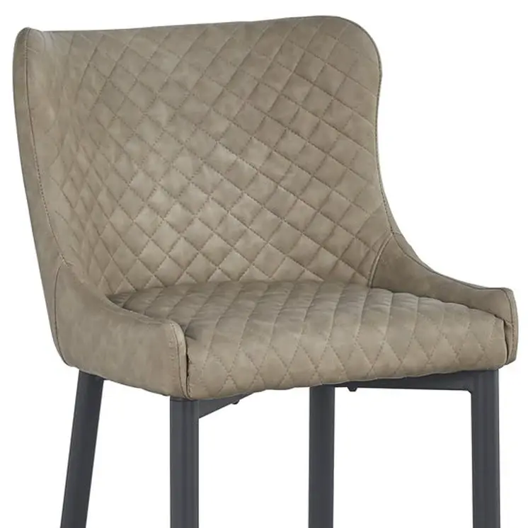 Set of Two 26" Gray and Black Faux Leather and Metal Low Back Counter Height Bar Chairs