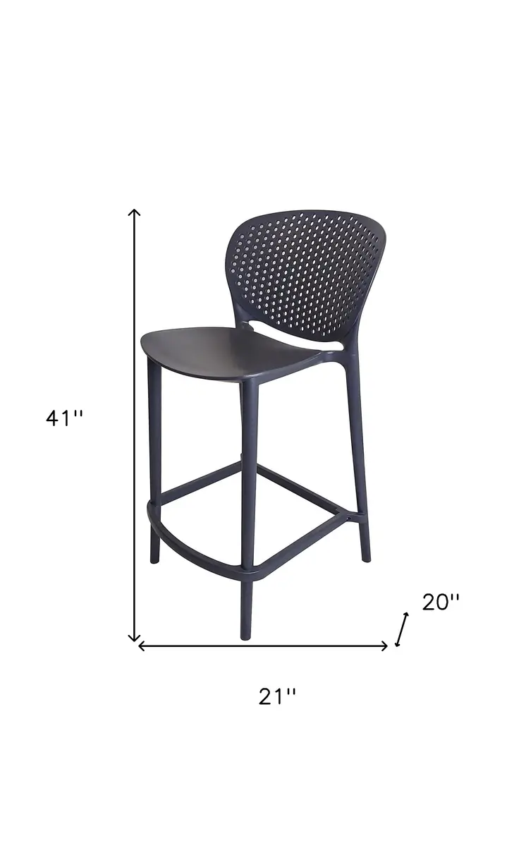 Set of Four 30" Dark Gray Heavy Duty Plastic Low Back Bar Height Bar Chairs