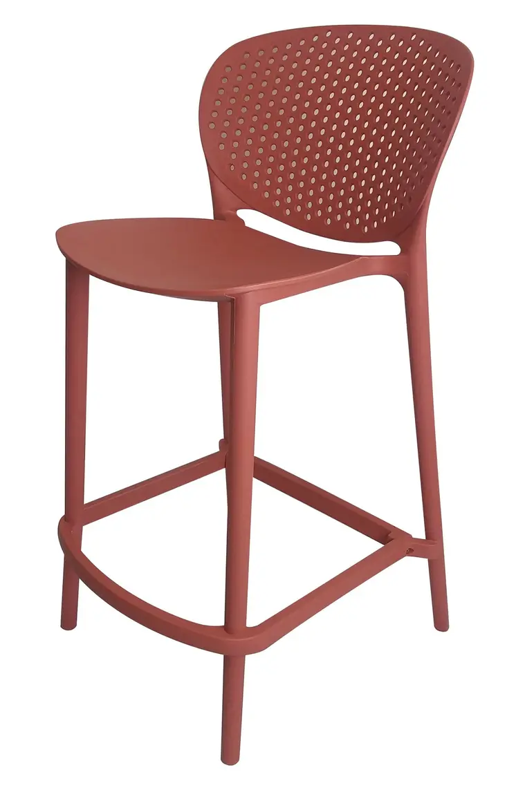 Set of Four 30" Orange Heavy Duty Plastic Low Back Bar Height Bar Chairs