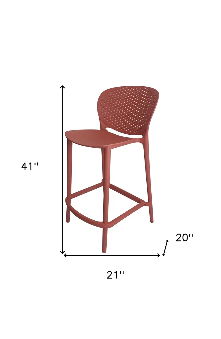 Set of Four 30" Orange Heavy Duty Plastic Low Back Bar Height Bar Chairs